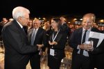 Il parterre e arrivo del Presidente Mattarella Messaggero 140 anni Festa a Cinecitta'. Nella foto: Mattarella saluta Francesco Gaetano e Azzurra Caltagirone. PAOLO CAPRIOLI/AG.TOIATI